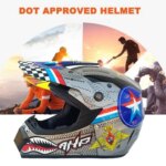 Child Youth Motorcycle Helmet Personality Moto Shark Helmet ATV Off-Road Dirt Bike Motocross Helmet Gear Combo Gloves Goggles