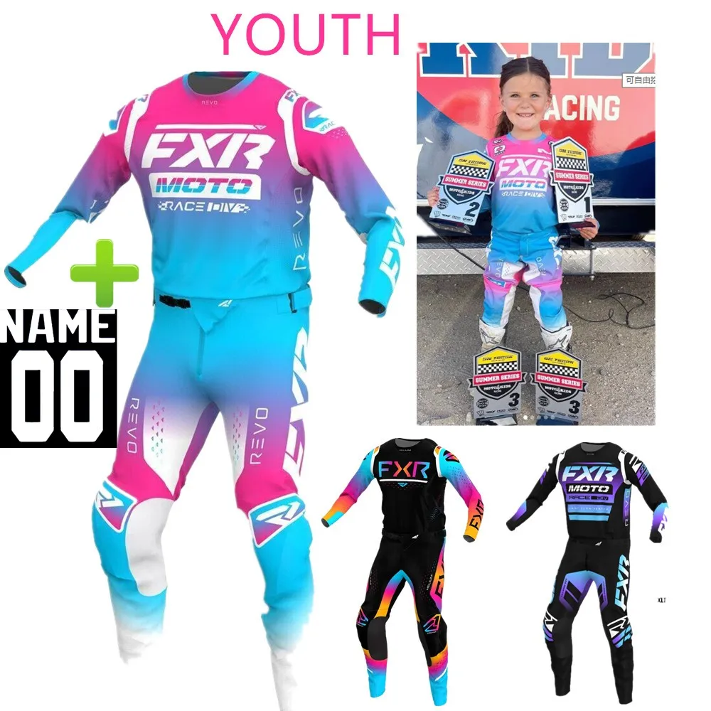 Children 2023 FXR Youth Motocross Gear Set Child Size Dirt Bike Combo Off Road Kids Motorcycle MX Jersey And Pant