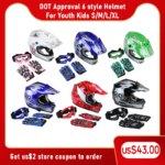 DOT Youth Kids Child Adult Helmet ATV Dirt Bike Motocross Motorcycle Off-Road Bicycle Cycling Outdoor Full Face Goggle Gloves