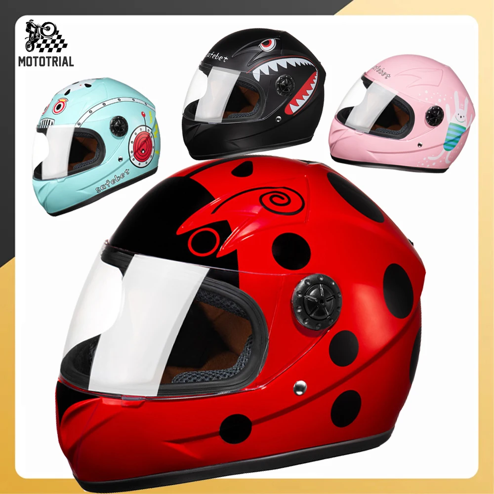 Full Face Kids Child Scooter Helmets Winter Warm Electric Motorcycle Motor Bike Motocross 3-12Years Old Children’s Helmet Lovely