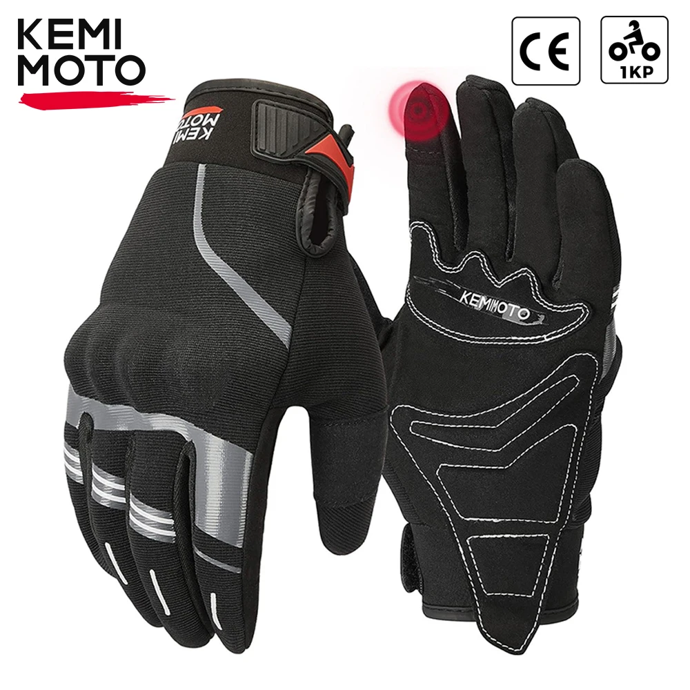 Kemimoto Motorcycle Gloves for Men, Full Finger Hard Knuckle