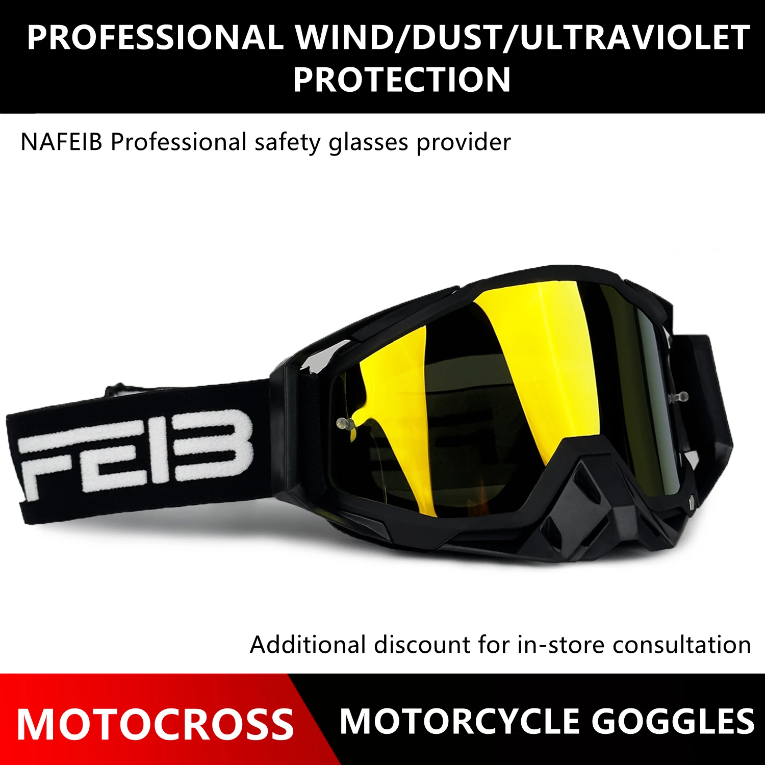 NAFEIB Motocross Glasses Motorcycle Sunglasses Man MTB ATV Mask Windproof Protection Skiing Cycling Racing Off-Road Goggles