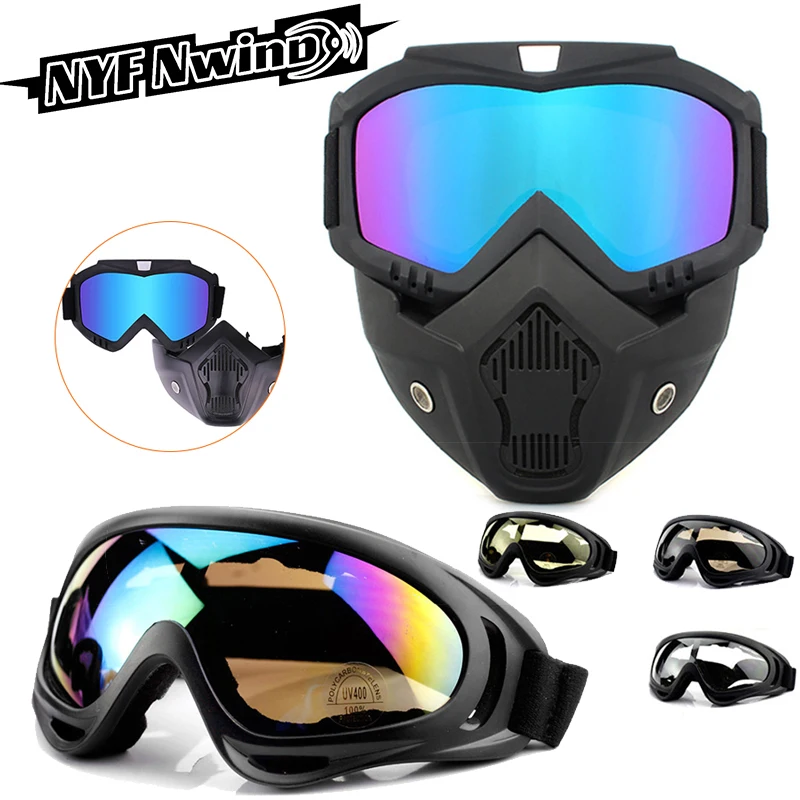 Outdoor Sport Windproof Face Mask Goggle Motorcycle Glasses Snowboard Eyewear Riding Motocross Summer UV Protection Sunglasses