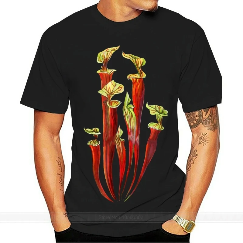 Sarracenia Carnivorous Plants T Shirt Short Sleeve Men T Shirt Tops Summer Mens  Cotton Short Sleeve Print