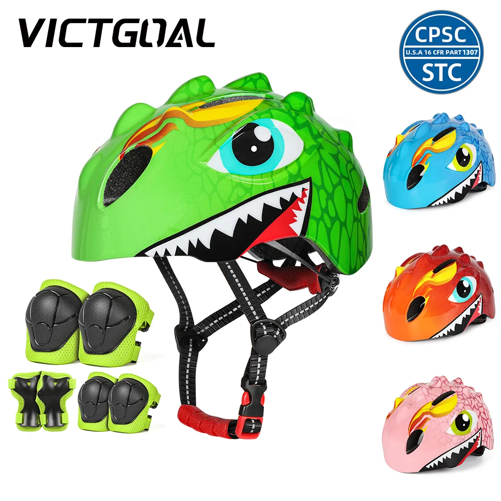 VICTGOAL Kids Bicycle Helmet Child Sports Safety Cycling Protection Knee Elbow Pad Sets Balance Bike Roller Skating Helmet Guard