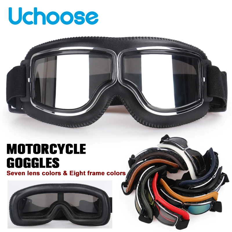 Windproof Motorcycle Helmet Glasses Leather Safety Protective Anti-glare Motocross Cross-country Steampunk Glasses Easy To Carry