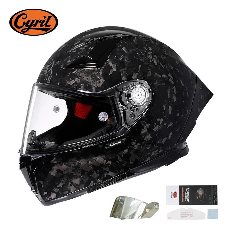 Unisex Lightweight Carbon Fiber Kevlar Full Face Motorcycle Street Bike Helmets Racing Helmet DOT ECE Approved CYRIL Casque Moto